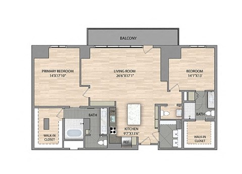 Floor plan for 3 beds, 2 baths, 1739 sqft